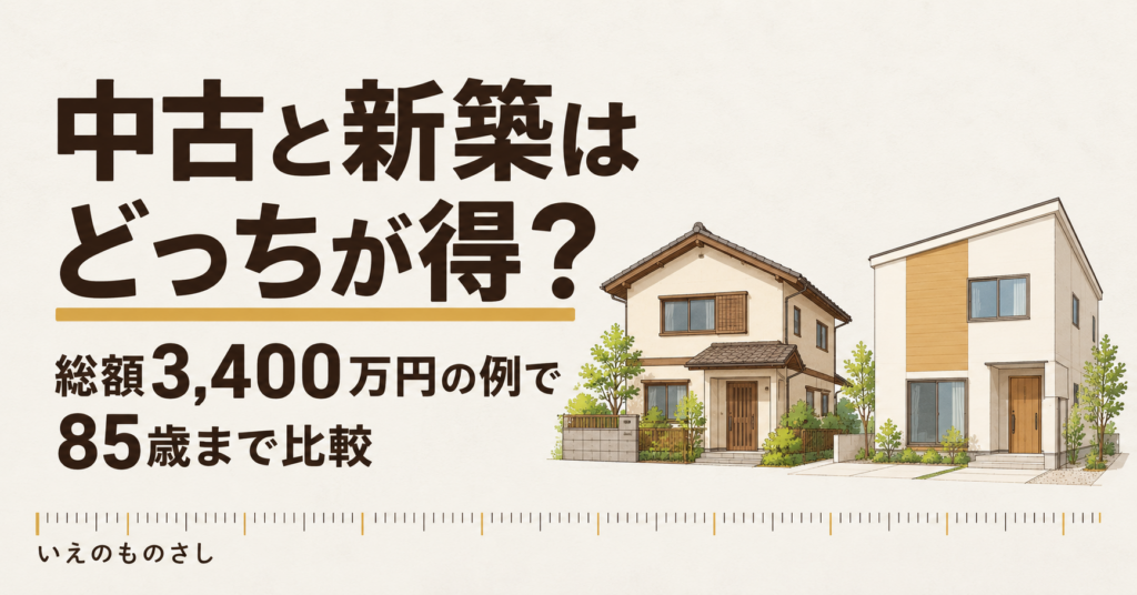 中古と新築はどっちが得？総額3,400万円の例で85歳まで比較