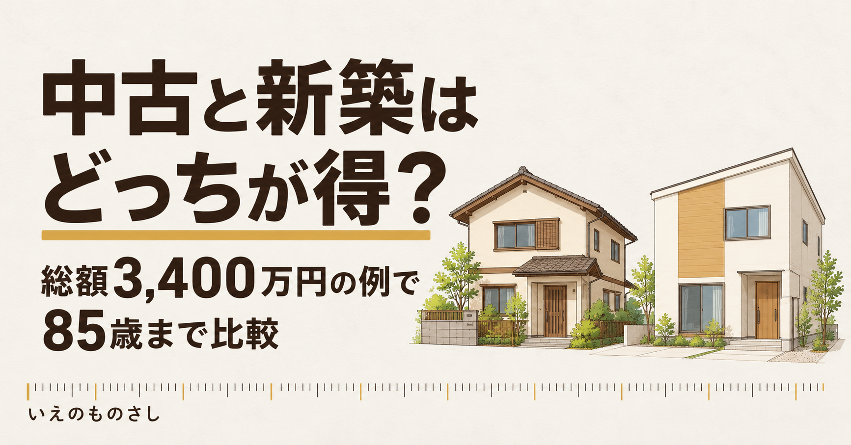 中古と新築はどっちが得?総額3,400万円の例で85歳まで比較